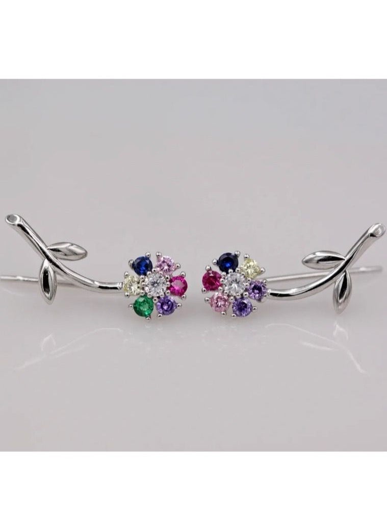 NOON'S UP - 18k White Gold Plated Cubic Zirconia Multicolor Earrings - Image 1