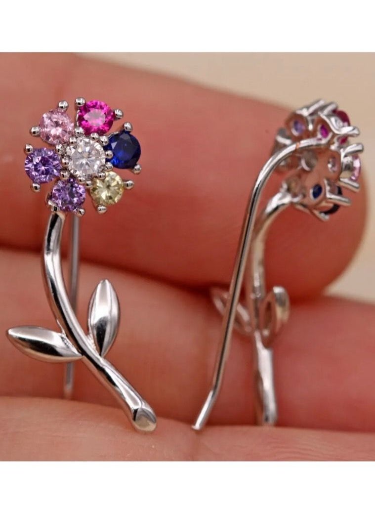 NOON'S UP - 18k White Gold Plated Cubic Zirconia Multicolor Earrings - Image 1