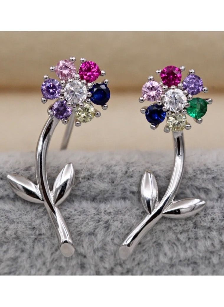 NOON'S UP - 18k White Gold Plated Cubic Zirconia Multicolor Earrings - Image 1