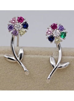18k White Gold Plated Cubic Zirconia Multicolor Earrings