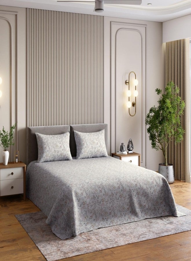 haus & kinder طقم ملاءات سرير مسطحة مزدوجة من القطن الخالص 100% من هاوس آند كيندر، بنسيج ناعم كالحرير 300 خيط، مناسب لسرير بحجم كوين (10090) مع غطاءين للوسائد - لون وردي فاتح - Image 5