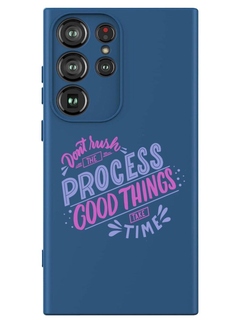 Theodor Protective Slim Fit Case Liquid Silicone Cover with Full Body Protection Anti-Scratch Shockproof Case For Samsung Galaxy S24 Ultra (Blue) - Dont rush the Process good things take time  - Image 1