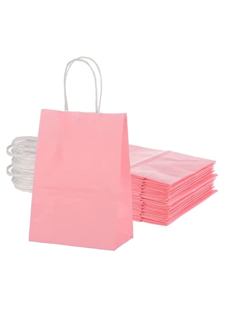 ECVV أكياس هدايا ECVV مجموعة 24 قطعة أكياس ورقية صديقة للبيئة مع مقابض أكياس ورقية بالجملة أكياس تسوق أكياس كرافت أكياس بيع بالتجزئة أكياس حفلات (وردي، 27 * 22 * 11 سم) - Image 1
