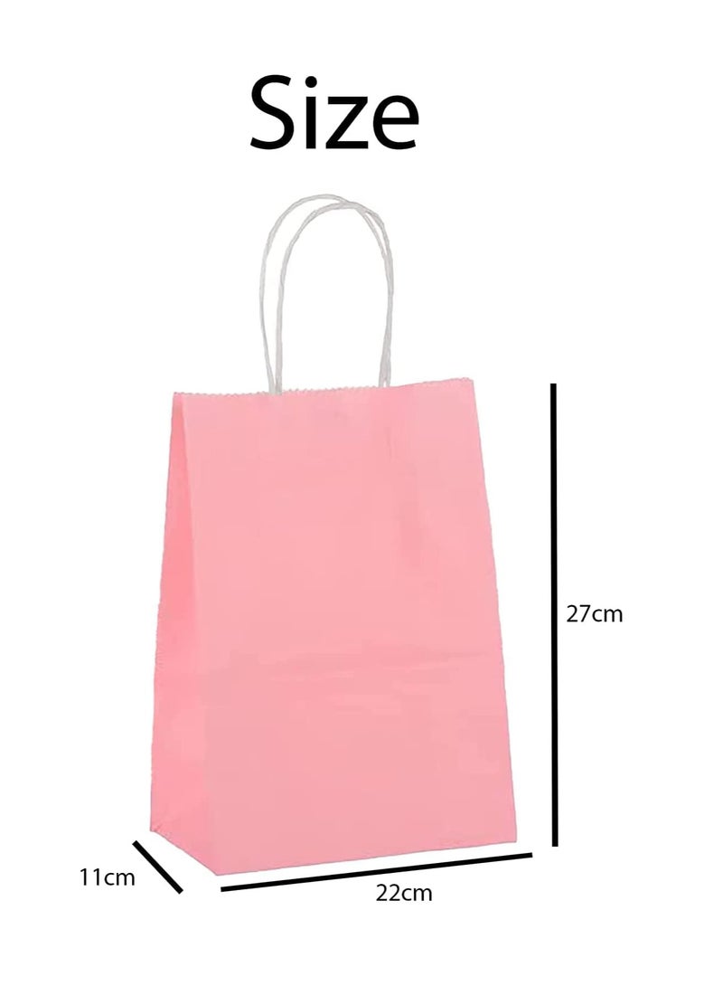 ECVV أكياس هدايا ECVV مجموعة 24 قطعة أكياس ورقية صديقة للبيئة مع مقابض أكياس ورقية بالجملة أكياس تسوق أكياس كرافت أكياس بيع بالتجزئة أكياس حفلات (وردي، 27 * 22 * 11 سم) - Image 2