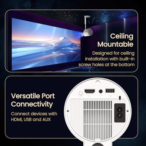 Portronics Beem 520 Smart LED Projector with Built-in Stand, Supports 1080p, 2200 Lumens, Ceiling Mountable, Bluetooth & Wi-Fi, Auto Keystone, 720p HD Native, 3W Speaker, Adjustable Height & Angle - Image 4