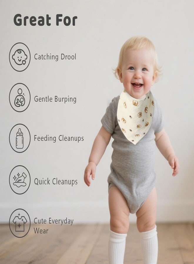 ICKEYOU 7 Pack Muslin Baby Bandana Bibs Soft Triangle Cotton Drool for Boys and Girls Adjustable Teething and Feeding for Newborns and Infants 0 to 36 Months (7pcs Yellow triangle bibs) - Image 5