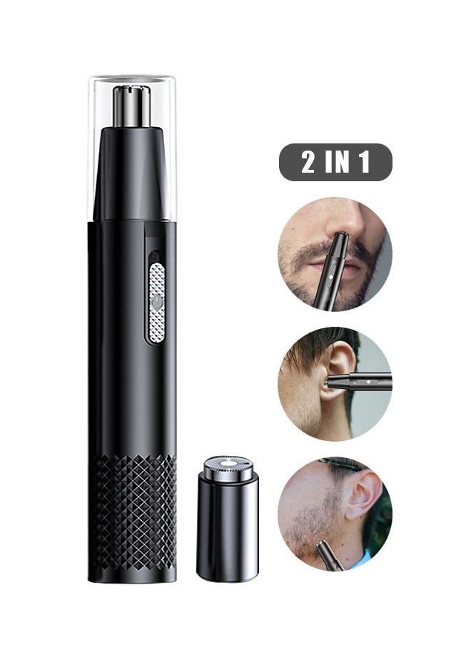 Rechargeable Ear and Nose Hair Trimmer, Professional Painless Eyebrow and Facial Hair Trimmer for Men Women, Powerful Motor and Dual Edge Blades Trimmer (Black) - Image 1