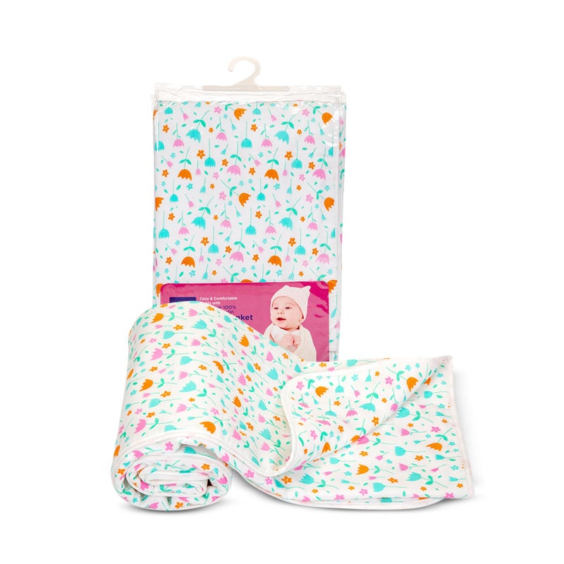 mee mee Mee Mee 2-in-1 Super Soft Baby Blanket & Wrapper | Cozy 3 Layer Blanket with Comfortable Muslin & Fleece | with Attractive Flower Prints (Assorted) for 0-2 Years (100X120 CM) - Image 1