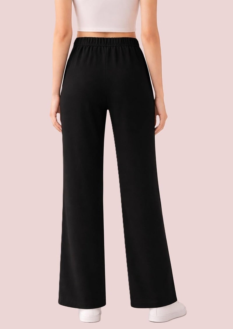 ADBUCKS Girl's Stretch Denim Wide Leg Jeans Comfort Fit with Elastic Waistband, Straight Cut, Casual Style for All Seasons, Versatile Clothing (in, Age, 8 Years, 9 Years, Black) - Image 3