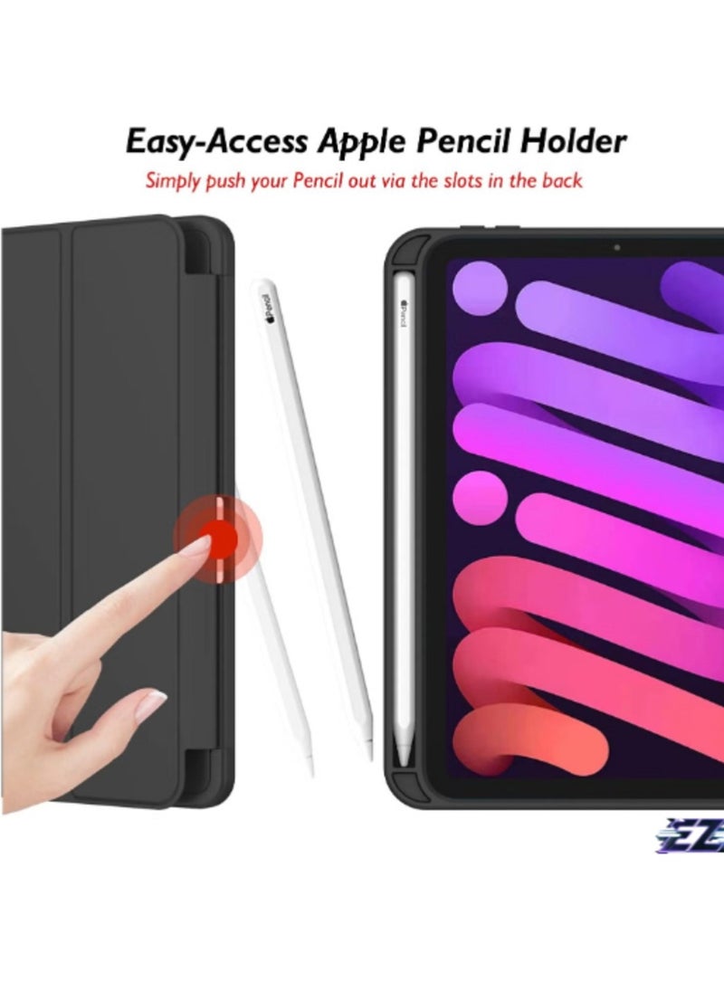 ELTRAZONE iPad Mini 7 Case 2024 – A17 Pro 8.3-Inch 7th Generation Case with Pencil Holder, Trifold Stand, and Soft TPU Back, Black  - Image 2