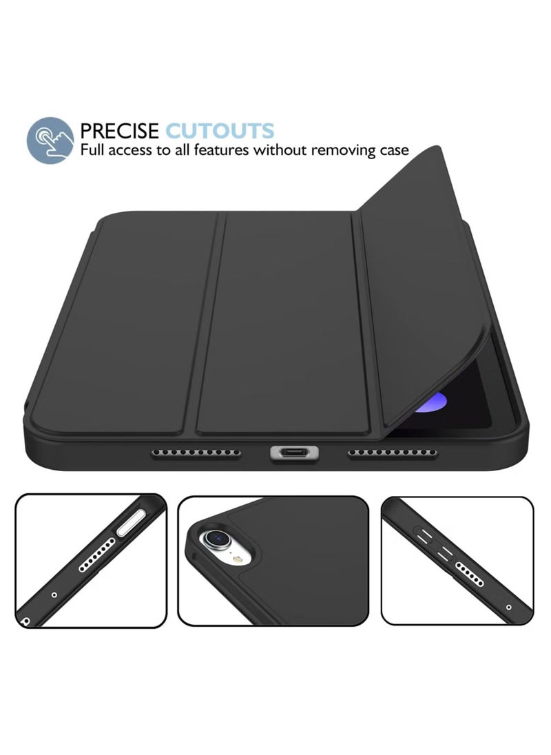 ELTRAZONE iPad Mini 7 Case 2024 – A17 Pro 8.3-Inch 7th Generation Case with Pencil Holder, Trifold Stand, and Soft TPU Back, Black  - Image 5