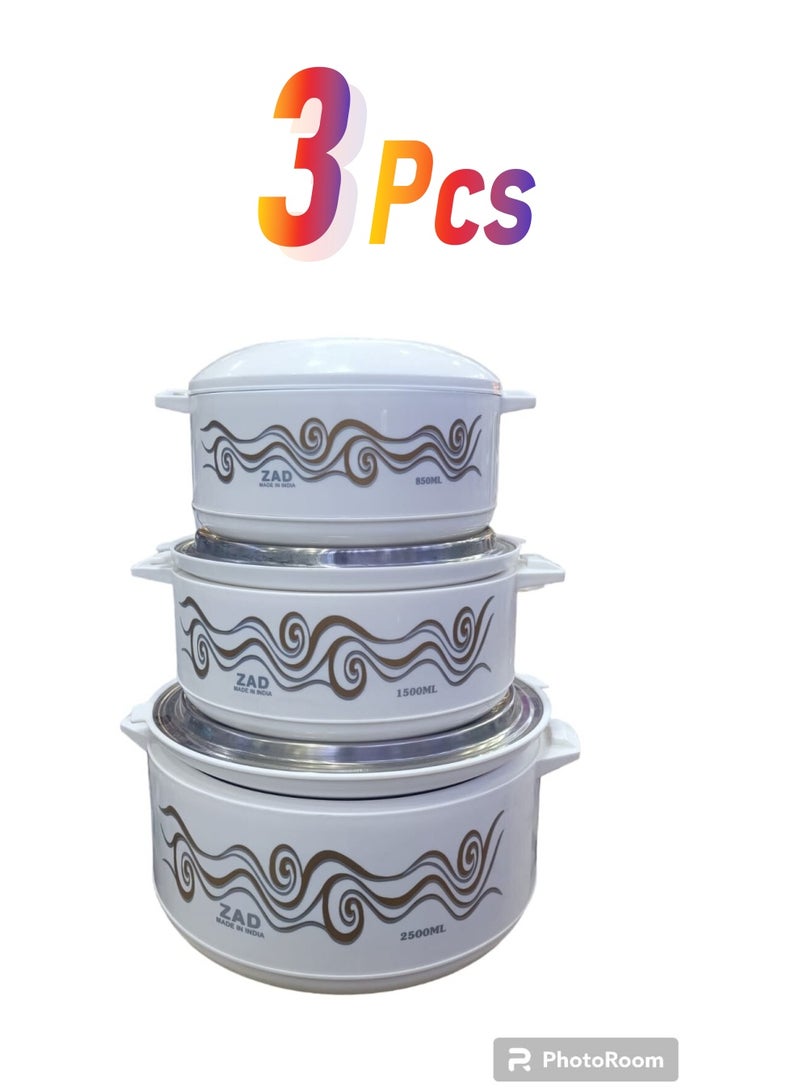 Alsaif 3-Piece Plastic Hotpot Food Saver Set White 2500ml - Image 1