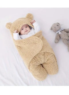 Little tots 1 Pc Soft And Cozy Baby's Swaddle Blanket, Plush Receiving Blanket For 0-6 Months Old khaki Color  - Image 1