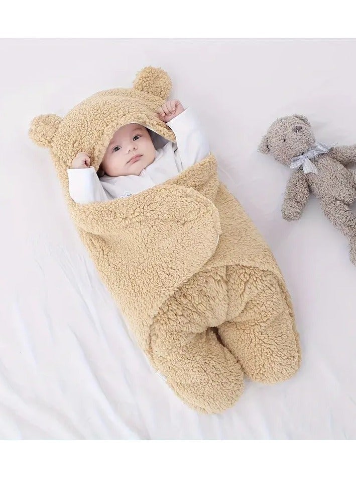 أطفال صغيرة بطانية قماط ناعمة ومريحة للأطفال من عمر 0 ​​إلى 6 أشهر، قطعة واحدة، لون كاكي - Image 1