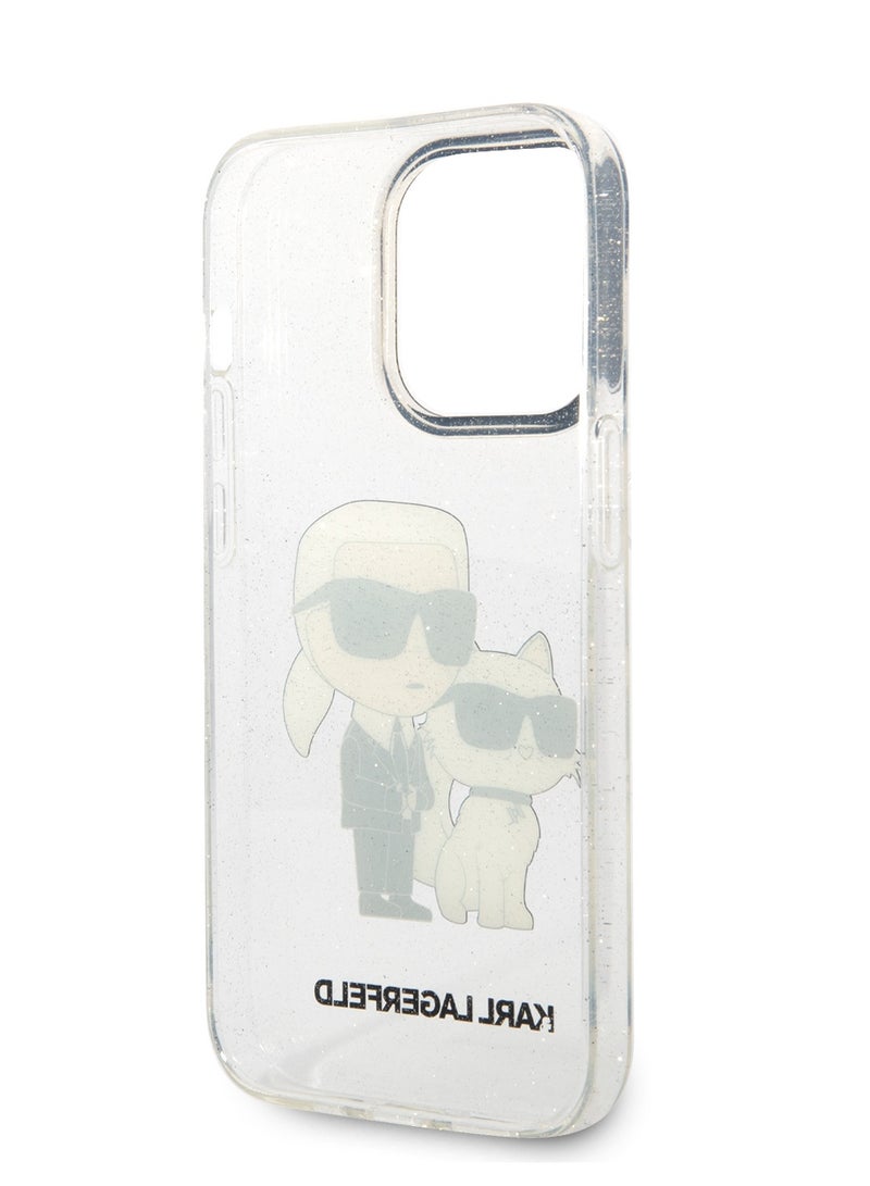 كارل لاغرفيلد IML Glitter NFT Karl & Choupette حافظة صلبة لهاتف آیفون برو 15 - شفاف - Image 5
