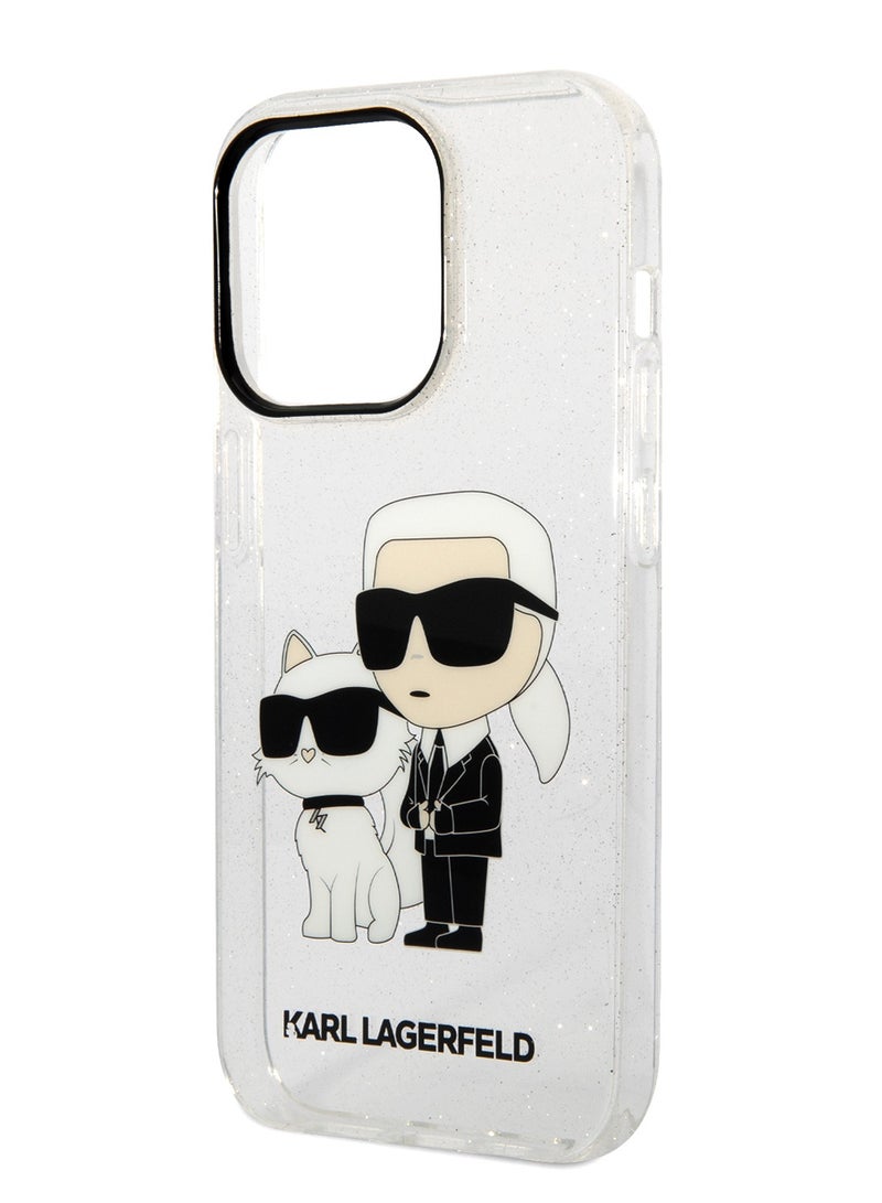 كارل لاغرفيلد IML Glitter NFT Karl & Choupette حافظة صلبة لهاتف آیفون برو 15 - شفاف - Image 4