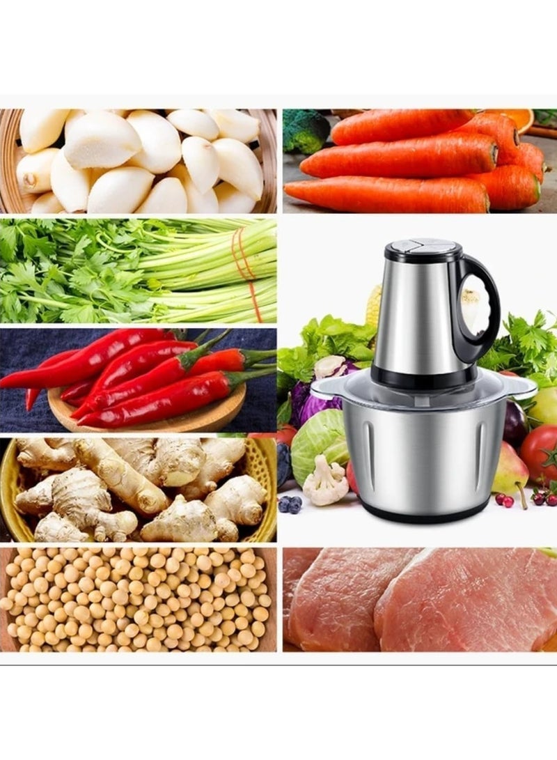 ECVV Food Chopper Meat Mincer 3L 300W Electric Meat Grinder Blender Mincer Mixer Meat Chopper Stainless Steel Electric Chopper Automatic Food Processor Machine - Image 3