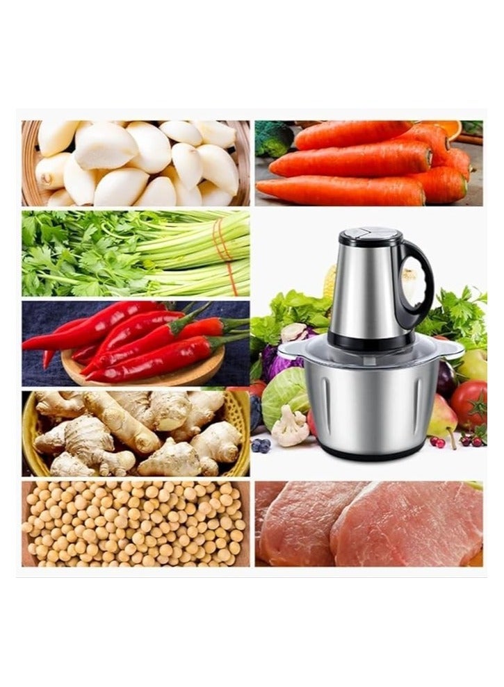 ECVV Food Chopper Meat Mincer 3L 300W Electric Meat Grinder Blender Mincer Mixer Meat Chopper Stainless Steel Electric Chopper Automatic Food Processor Machine - Image 4