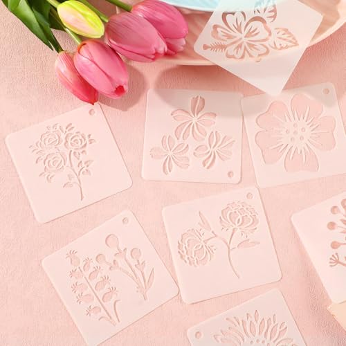 JULMELON Flower Stencils for Wood, 20Pcs Sunflower Painting Stencil Reusable Stencils DIY for Wall Floor Decor Rock Dot Painting Art Projects (3inch) - Image 5