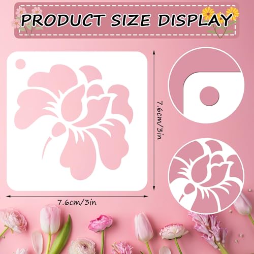 JULMELON Flower Stencils for Wood, 20Pcs Sunflower Painting Stencil Reusable Stencils DIY for Wall Floor Decor Rock Dot Painting Art Projects (3inch) - Image 2