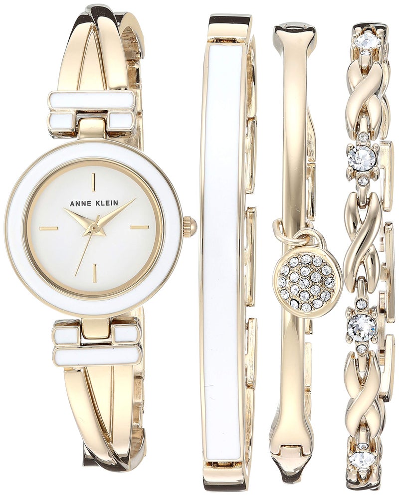 Anne Klein Women's Bangle Watch and Premium Crystal Accented Bracelet Set - Image 1
