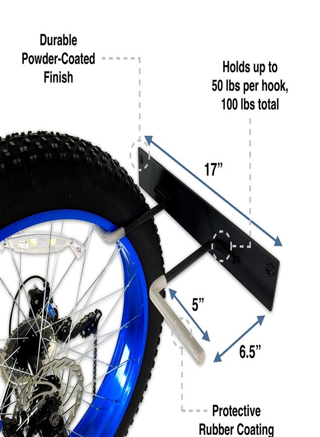 StoreYourBoard BLAT Bike Fat Tire Wall Rack, Holds 2 Bikes, Home and Garage Storage Hooks, Heavy-Duty Solid Metal Max 100 lbs - Image 2