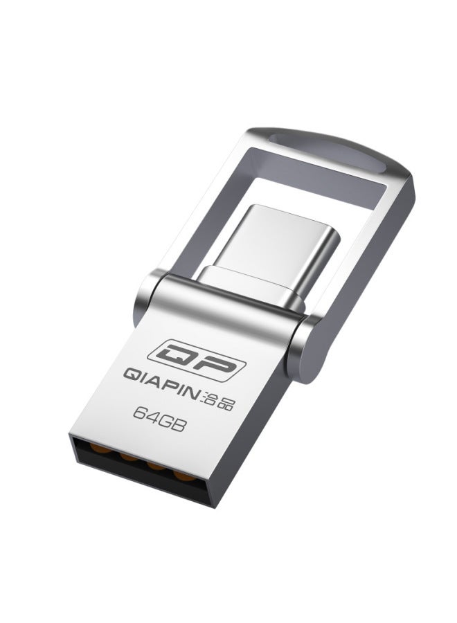 Type-c محرك أقراص USB 64 جيجابايت تخزين عالي السرعة 128 جيجابايت سعة كبيرة ميني كمبيوتر معدني مزدوج الاستخدام محرك أقراص USB - Image 1