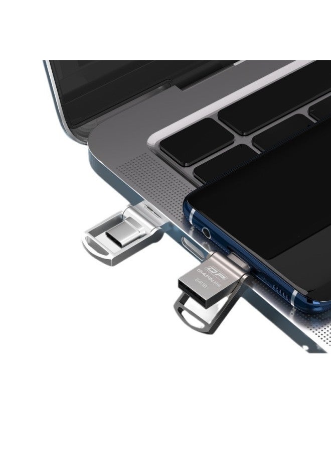 Type-c محرك أقراص USB 64 جيجابايت تخزين عالي السرعة 128 جيجابايت سعة كبيرة ميني كمبيوتر معدني مزدوج الاستخدام محرك أقراص USB - Image 5