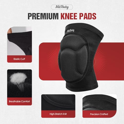 MitButy Protective Knee Pads for Men, Women & Kids – 1 Pair Thick Foam Cushioned Pads for Volleyball, Dance, Gardening, Wrestling & Kneeling – Durable Protection for Work & Sports (M: 15.5–21.5") - Image 3