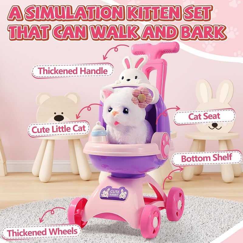 Soofam Interactive Plush Pet Stroller Toy Set for Kids - Image 3