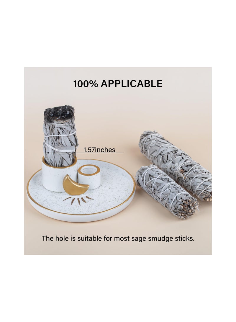SOLARAE Palo Santo Sticks Holder, Ceramic Smudge Tray, Multi-Purpose Incense Burner Candle Holder, Elegant Incense Burner Holder, Effortless to Clean Sage Holder Ash Catcher Tray for Meditation Yoga Room - Image 3