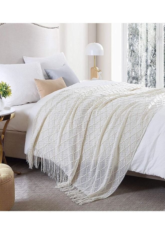 Bukela Nordic Style Simple Sofa Blanket Off White 127x172cm - Image 5
