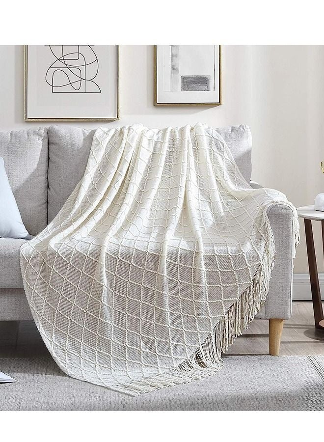 Bukela Nordic Style Simple Sofa Blanket Off White 127x172cm - Image 2
