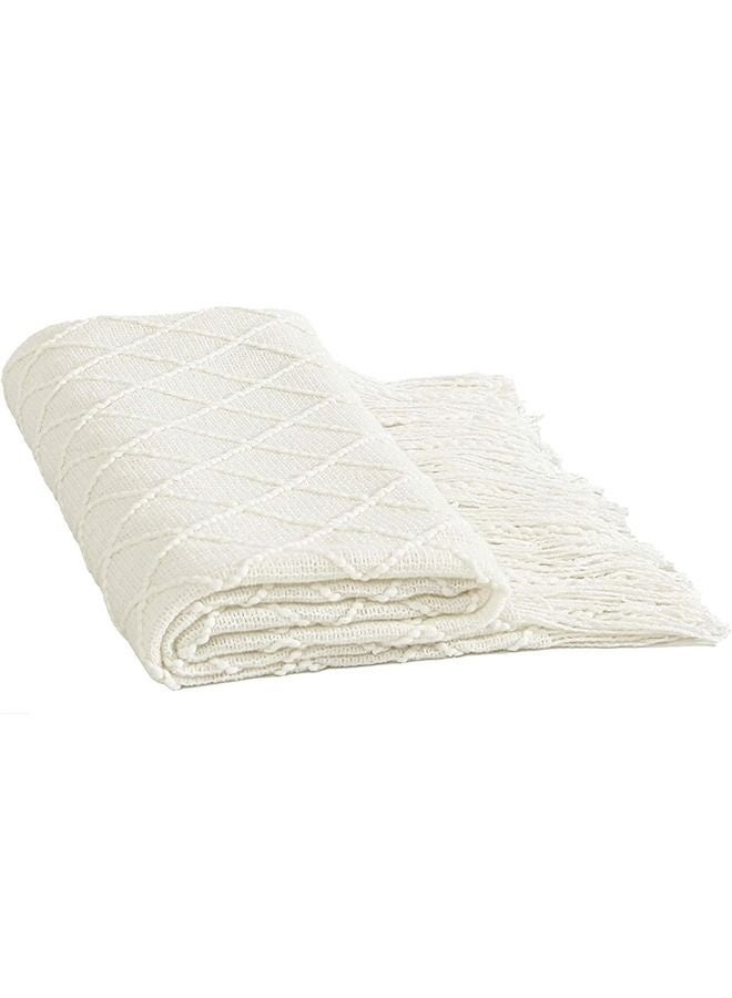 Bukela Nordic Style Simple Sofa Blanket Off White 127x172cm - Image 1