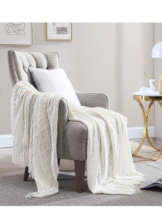 Nordic Style Simple Sofa Blanket Off White 127x172cm - view 3