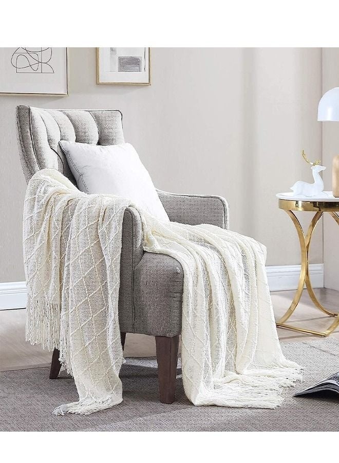 Bukela Nordic Style Simple Sofa Blanket Off White 127x172cm - Image 3