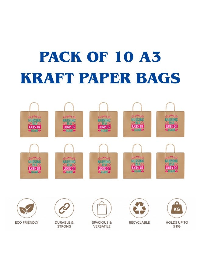 PRINTSHOP4ME Pack of 10 Nurse Day Kraft Brown Paper Bags With Twisted Paper Handle Eco-Friendly Bags - Perfect for International Nurses Day and Nurses Week Gifts - Image 2