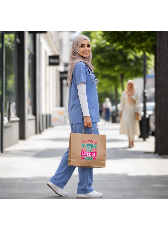 PRINTSHOP4ME Pack of 10 Nurse Day Kraft Brown Paper Bags With Twisted Paper Handle Eco-Friendly Bags - Perfect for International Nurses Day and Nurses Week Gifts - Image 3
