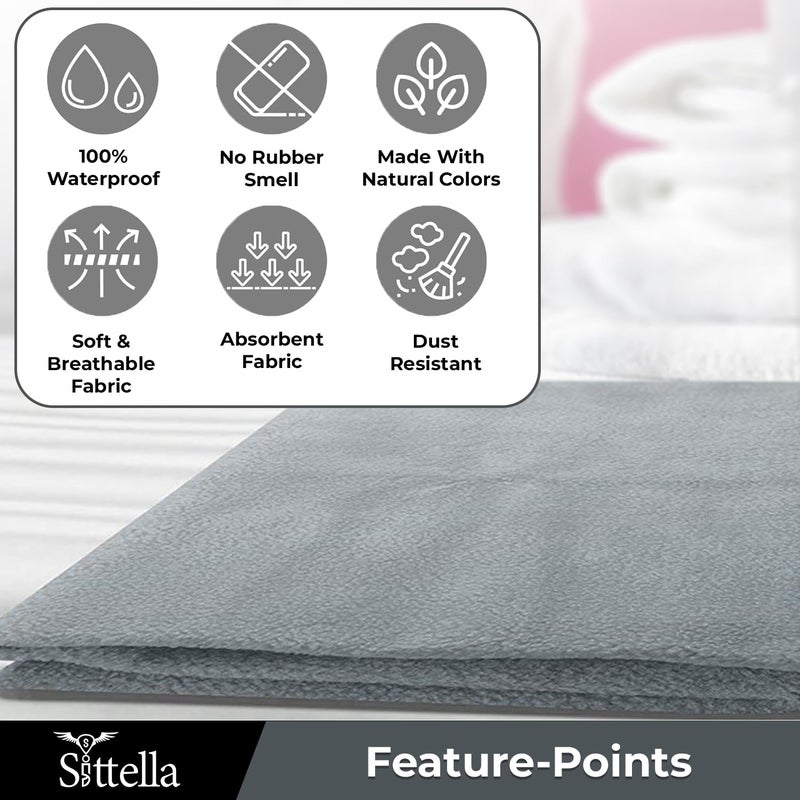 SITTELLA 2 Pieces Absorbent Waterproof Mattress Protector Sheet for Babies Quick Dry Washable 100 x 70 cm Medium Grey - Image 4
