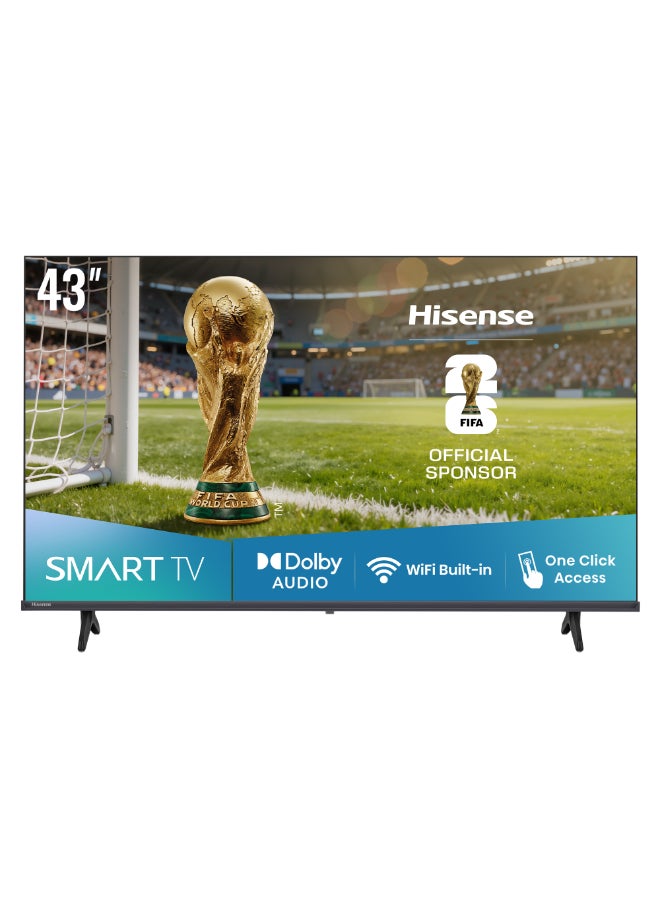 هايسنس تلفاز هايسنس الذكي 43 بوصة FHD 4K E4Q - معزز الألوان الطبيعية، تباين عالي، مشاركة إلى التلفاز، واي فاي مزدوج النطاق، وضع الألعاب، وضع العناية بالعين، يوتيوب، نتفليكس، شاهد 43E4Q (نسخة الإمارات 2025) - Image 1