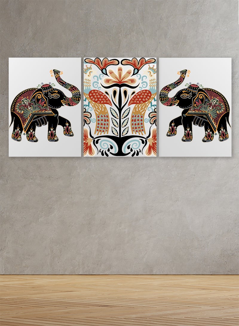 Marktna Set Of 3 Framed Canvas Wall Arts Stretched Over Wooden Frame with Animals Design - Image 1