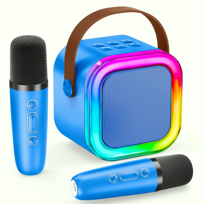 Iroo Mini Karaoke Machine For Kids  2025 Top Toys Birthday Gifts Ideas For Girls Ages 4  5  6  7  8  9  10  12+ Years Old  Portable Bluetooth Speaker With 2 Wireless Mics For Party Toddlers(Darkblue) - Image 1