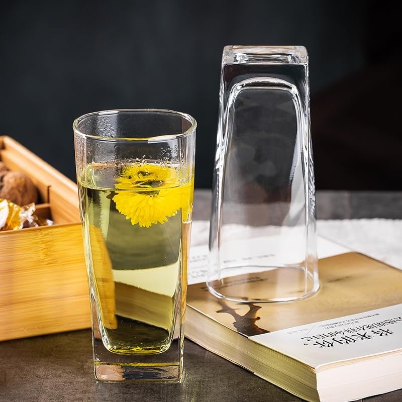 WRINGO 250 ML Water Glasses Transparent Long Glass Lead-Free Crystal Tumblers for Water, Juice, Beer, Cocktail and Mixed Drinks Glass Set of (6) for Kitchen,Party, Gift Use (WR-04) - Image 4