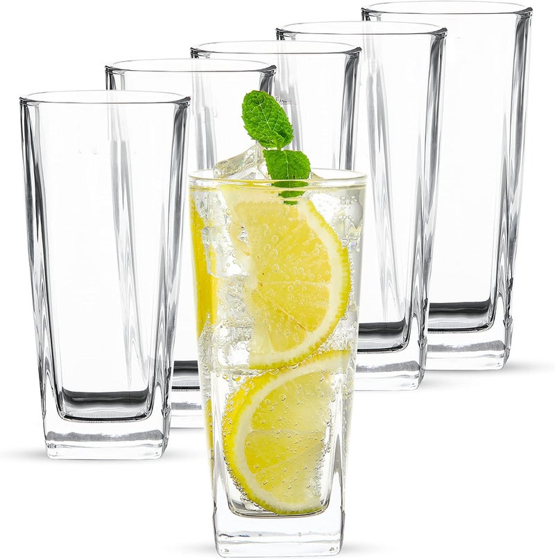 WRINGO 250 ML Water Glasses Transparent Long Glass Lead-Free Crystal Tumblers for Water, Juice, Beer, Cocktail and Mixed Drinks Glass Set of (6) for Kitchen,Party, Gift Use (WR-04) - Image 1