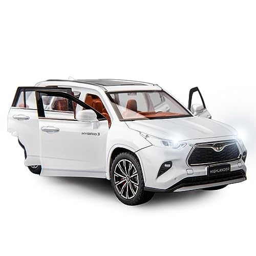 BDTCTK 124 Highlander Model Car Zinc Alloy Pull Back Toy car with Sound and Light for Kids Boy Girl GiftWhite - Image 1