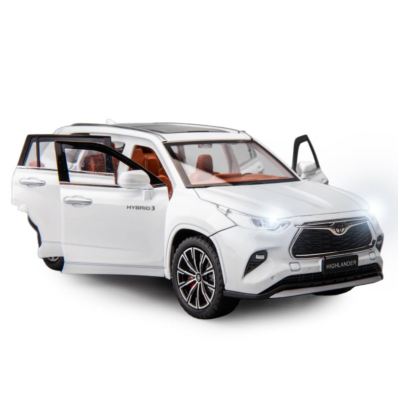 BDTCTK 124 Highlander Model Car Zinc Alloy Pull Back Toy car with Sound and Light for Kids Boy Girl GiftWhite - Image 2