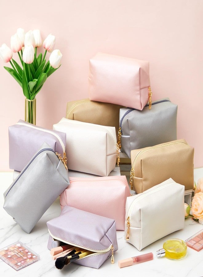 Kigeli 15 Pcs Aesthetic Makeup Bags PU Leather Cosmetic Pouches Waterproof Plain Toiletry Bags Makeup Pouches Bulk for Women Party Gift Travel Storage Organizer(Bright Color) - Image 3