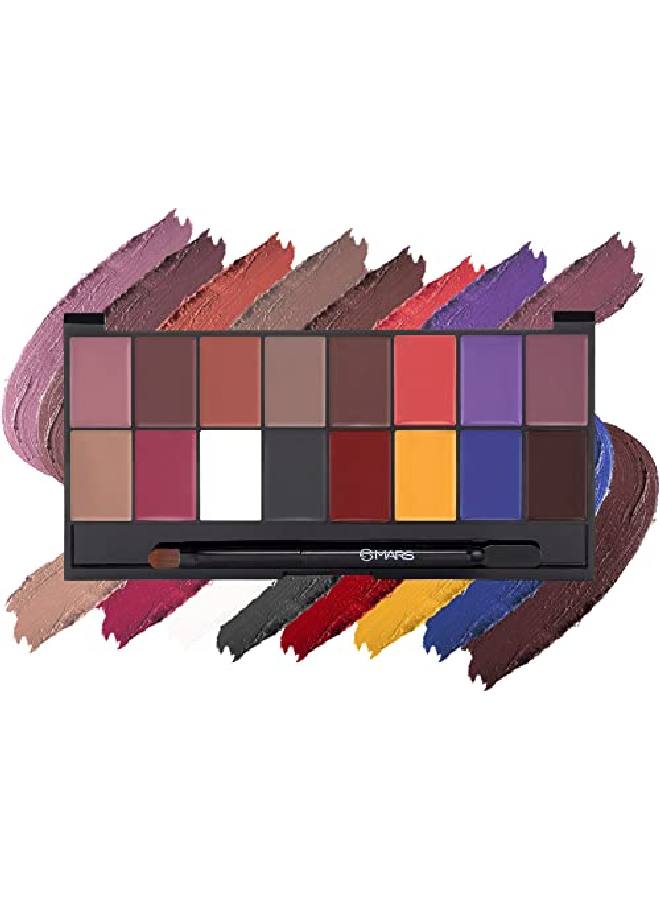 Mars 16 Color Ultra Pigmented Infinity Matte Lip Color Palette Lipstick (Shade01 36 G) - Image 1