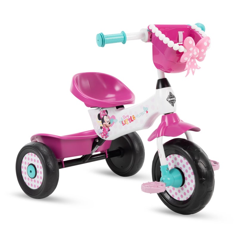 Huffy Disney Minnie Mouse Girl's Trike, Ideal for Ages 3+, Minnie Mouse Graphics, Pink Handlebar Bow Basket, Storage Bins for Snacks or Toys, Sturdy and Durable, Safe for Toddlers - Image 1