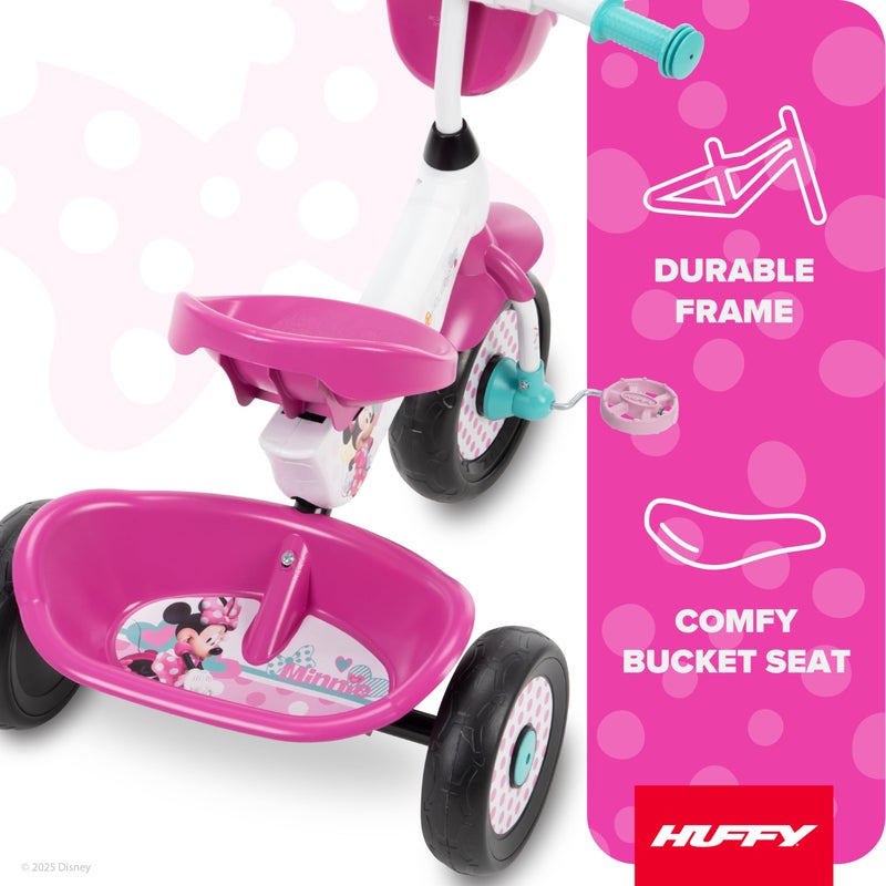 Huffy Disney Minnie Mouse Girl's Trike, Ideal for Ages 3+, Minnie Mouse Graphics, Pink Handlebar Bow Basket, Storage Bins for Snacks or Toys, Sturdy and Durable, Safe for Toddlers - Image 4